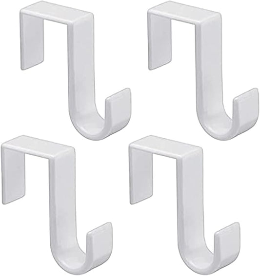 1st Choice Over The Door Hooks 4 Pcs, Z-Shaped Door Hanger Hook Reversible Sturdy Over Door Hooks Fits The 1 3/8” and 1 3/4” Door Widths, Plastic Door Hook Hanger, Towels,White