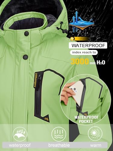 TACVASEN Women's Winter Coats Waterproof Snow Ski Jacket Warm Fleece