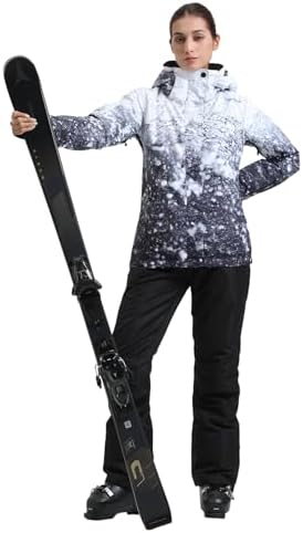 Womens Ski Jacket Pants Set Waterproof Snowboard Snow Pants Hooded