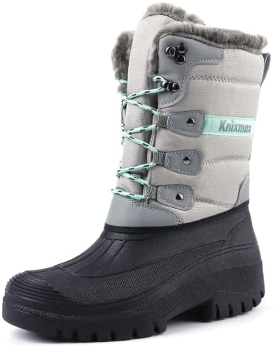 Knixmax Women's Waterproof Mid-Calf Winter Snow Boots US 6-11