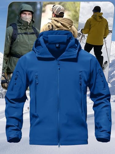 TACVASEN Men's Fleece Softshell Jacket Waterproof Winter Tactical Hooded