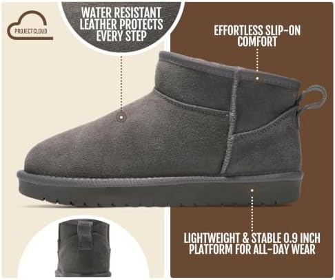 Project Cloud 100% Genuine Leather Womens Boots Ankle Boots for Women Shoes