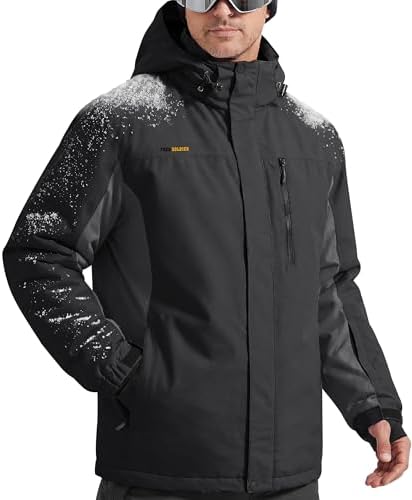 FREE SOLDIER Men's Winter Ski Snow Jacket Warm Fleece Lined Coats