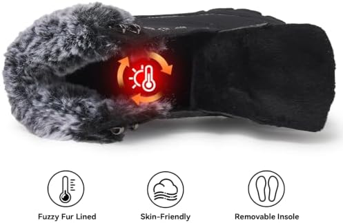 ANJOUFEMME Womens Winter Snow Hiking Boots Fur Lined Lightweight Warm Shoes