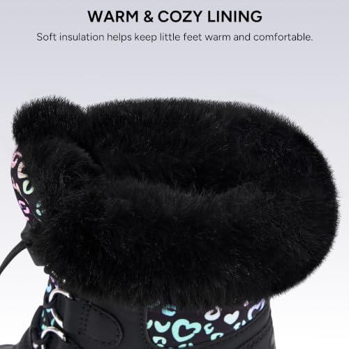 Stelle Girls Snow Boots with Faux Fur Collar Kids Winter Warm Boot
