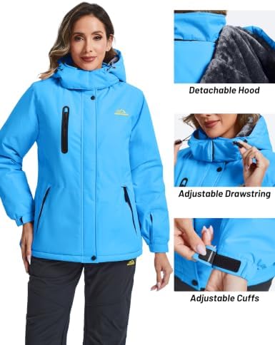 TACVASEN Women's Waterproof Winter Jacket Ski Hooded Insulated Jacket Fleece Warm Snow Outdoor Rain Windbreaker