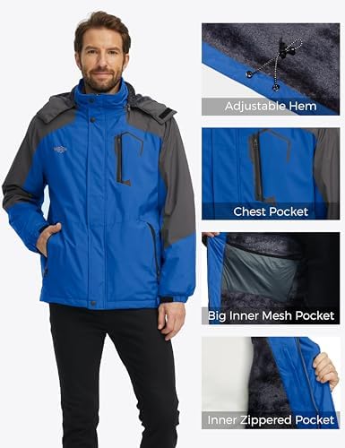 wantdo Men's Softshell Waterproof Polar Fleece Breathable Climbing Ski Coat