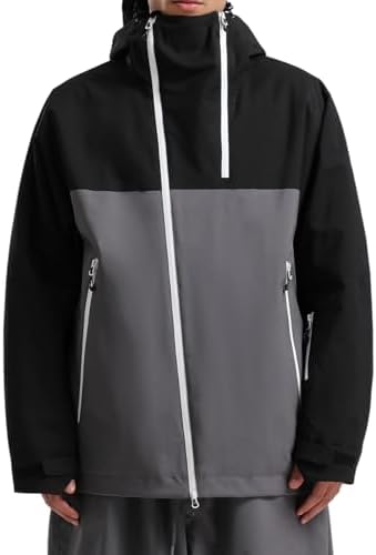 GSOU SNOW Mens Womens Baggy Snowboard Jacket Asym-Zip Ski Jacket