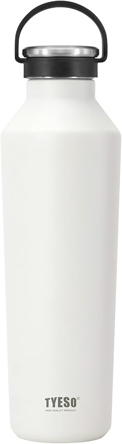TYESO Stainless Steel Vacuum Insulated Water Bottle, Insulated Water Bottle with Soft Silicone Carry Handle (WHITE, 17 OZ)