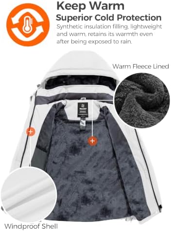 Wantdo Women's Waterproof Ski Jacket Colorful Printed Fully Taped Seams Rain Coat Warm Winter Parka