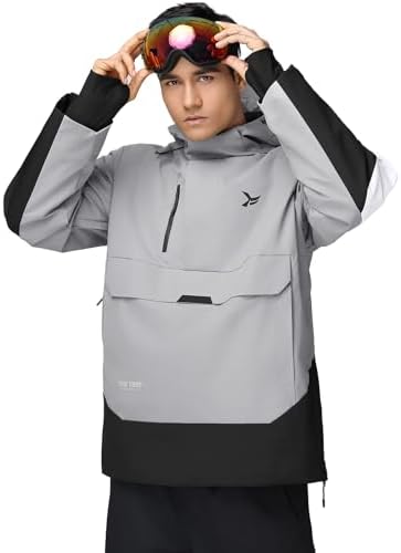 Men's Ski Jacket Snowboard Snow Coat Waterproof Insulated Winter Warm Loose Fit Pullover Hoodie