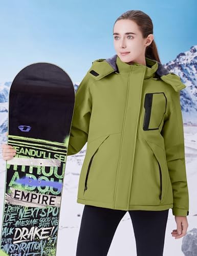 WULFUL Women's Waterproof Ski Jacket Warm Winter Coats Windproof Winter Jackets for Women Fleece Lined Windbreaker with Hood