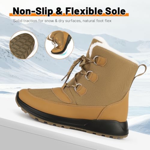Women's Snow Ankle Boots Winter Lace-up Booties Warm Water Resistant 5.5-11