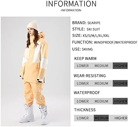 SEARIPE Women Ski Jacket and Pants Set Couples Windproof Ski Suits Mens Waterproof Two Piece Snowsuits for Winter Sports