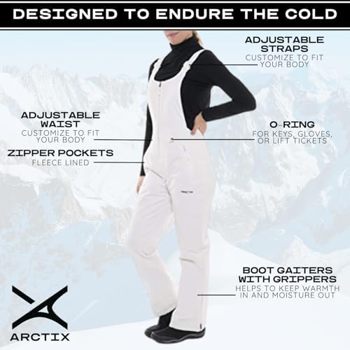 Arctix Women's Essential Insulated Ski Bibs, Water Resistant Snow Pants for Skiing & Snowboarding