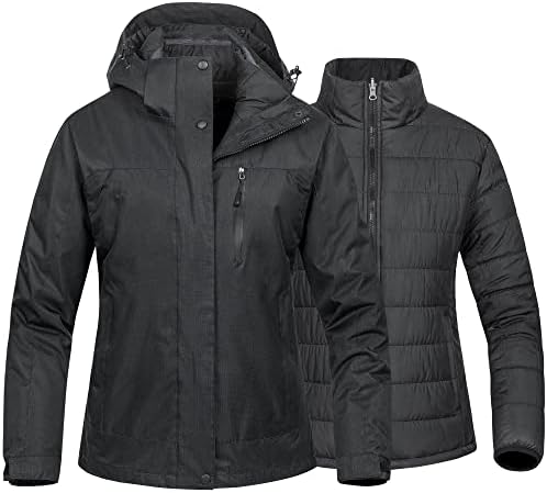 Women's 3 In 1 Waterproof Ski Jacket Windproof Snowboarding Jacket Warm Winter Snow Coat Raincoat