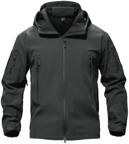TACVASEN Men's Fleece Softshell Jacket Waterproof Winter Tactical Hooded