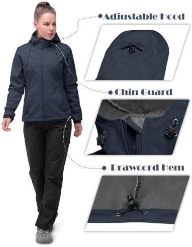 33,000ft Women's Softshell Jacket Waterproof Hooded Fleece Lined Rain Coat