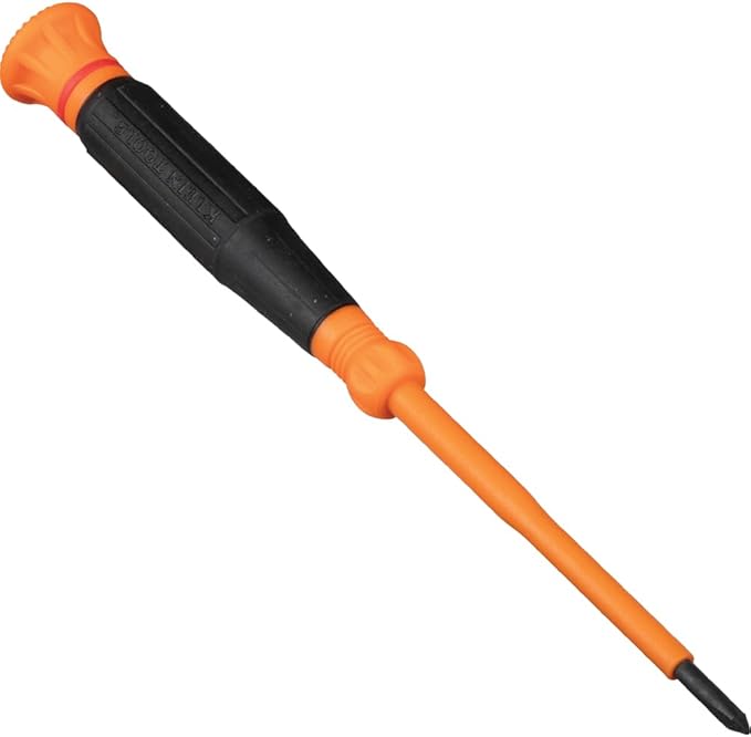 Klein Tools 6233INS Insulated Precision Screwdriver, #0 Phillips Mini Electrician Screwdriver, 1000-Volt, Cushion-Grip Handle