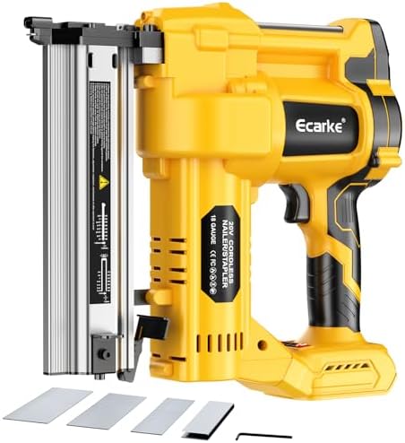 Ecarke Cordless 2" Brad Nailer Compatible with DeWalt 20V Battery(Tool only), 2 in 1 Electric Nail Gun Staple Gun with 18GA Nails, Power Nail Gun for Trim Wood Crafting Home Carpentry, 7.2LBS