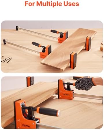 VEVOR Bar Clamps for Woodworking, 2-Pack 30 inch Parallel Clamp Set, F-Clamp with 1500 lbs Load Limit, Even Pressure, High-strength Plastic and Carbon Steel, for Woodworking Metal Working, Orange