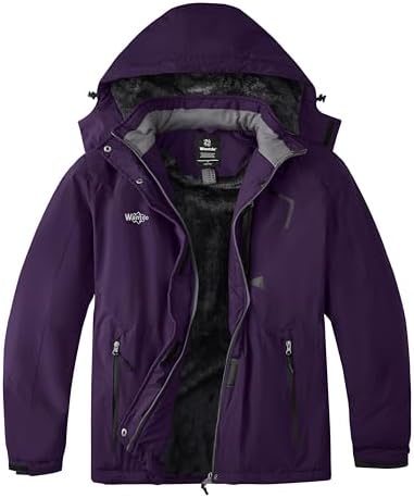 wantdo Women's Plus Size Ski Jacket Waterproof Winter Coat Snow Jacket Hood