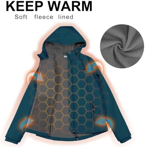 33,000ft Women's Softshell Jacket Waterproof Hooded Fleece Lined Rain Coat
