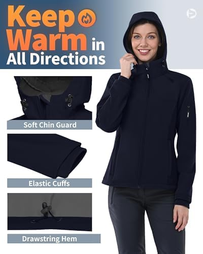 Outdoor Ventures Women's Softshell Jacket Fleece Lined Waterproof Rain Coat