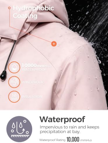 Wantdo Women's Waterproof Ski Jacket Colorful Printed Fully Taped Seams Rain Coat Warm Winter Parka