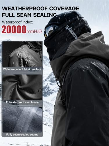 Men's Winter Waterproof Ski Snow Jacket with Hood