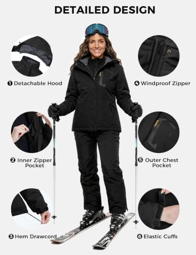 Women's Waterproof Ski Jacket Warm Winter Coat Fleece Snowboarding