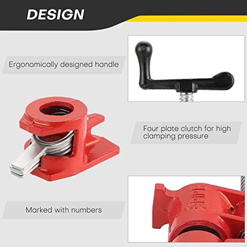 4 Pack 3/4" Wood Gluing Pipe Clamp Set, Pipe Clamps for Woodworking