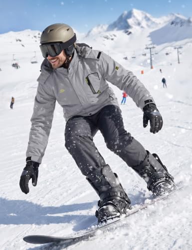 MAGCOMSEN Men's Winter Coats Water Resistant Ski Snow Jacket Warm Fleece Jacket Parka Raincoats With Hood Multi-Pockets
