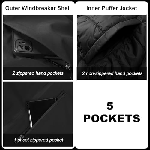 33,000ft Men's Hooded Waterproof 3 in 1 Snow Ski Jacket Winter Puffer Coat