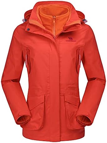 CAMEL CROWN Womens Waterproof Ski Jacket 3-in-1 Windbreaker Winter Coat Fleece Inner for Rain Snow Outdoor Hiking