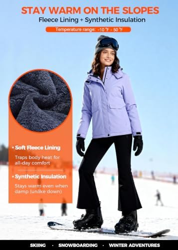 wantdo Women's Waterproof Ski Jacket Warm Fleece Lined Snow Winter Coat