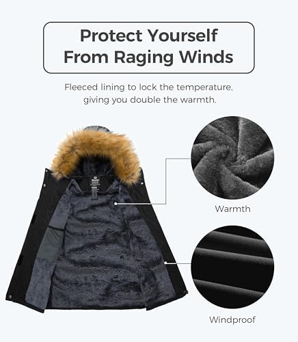 wantdo Women's Waterproof Ski Jacket Warm Fleece Lined Snow Winter Coat