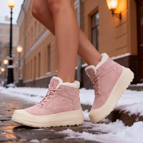 Eagsouni Womens Snow Boots Suede Leather Winter Shoes