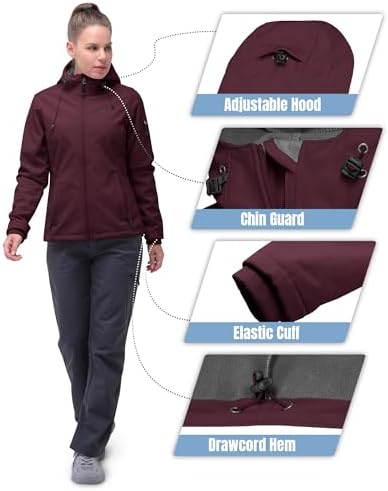 33,000ft Women's Softshell Jacket Waterproof Hooded Fleece Lined Rain Coat