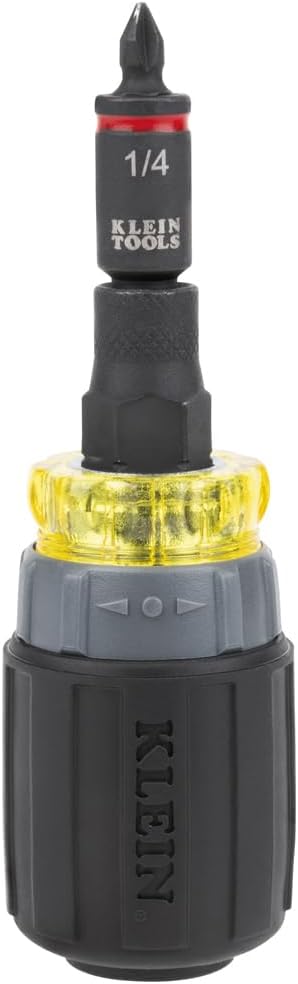 Klein Tools 32561HDRT KNECT 7-in-1ラチェットスクリュードライバー、耐衝撃性、スタビー、プラスビット、マイナスビット、3ナットドライバー、アダプター、7点セット