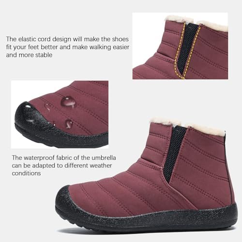 JSWEI Winter Boots for Women - Soft Comfortable Faux Fur Mid Calf Winter Snow Boots Totes Boots Lace up Snow Boots Winter Boots with Insulated Black for Outdoor