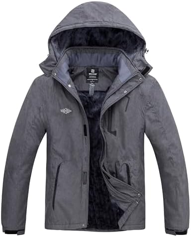 wantdo Men's Softshell Waterproof Polar Fleece Breathable Climbing Ski Coat