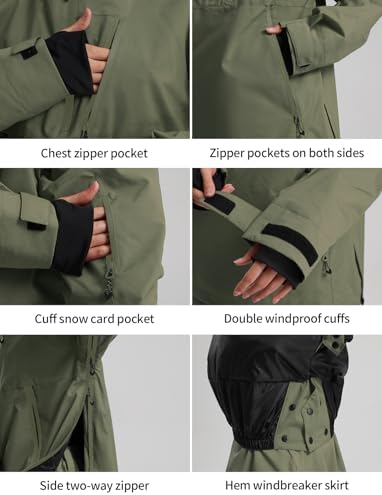 GSOU SNOW Women's Ski Jacket Baggy Snowboard Jackets Hooded Coat