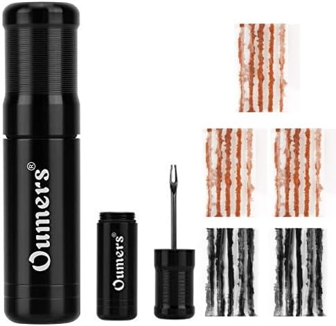 Oumers Tubeless Bike Tire Repair Tool Kit, Bike Tire Punctures with 5PCS Bacon Strips Plus Insertion Tool Tire Repair Fork Reamer