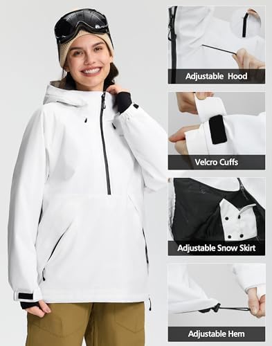 Pionner Camp Womens Ski Jacket Snow Coat Waterproof Baggy Anorak Snowboard Hoodie Insulated Pullover Winter Sports Mountain