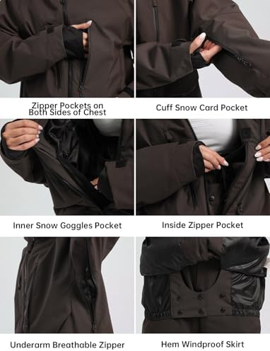 GSOU SNOW Snowboard Jacket Mens Womens Ski Jacket Baggy Snow Hoodie Coat