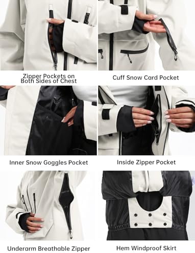 GSOU SNOW Snowboard Jacket Mens Womens Ski Jacket Baggy Snow Hoodie Coat