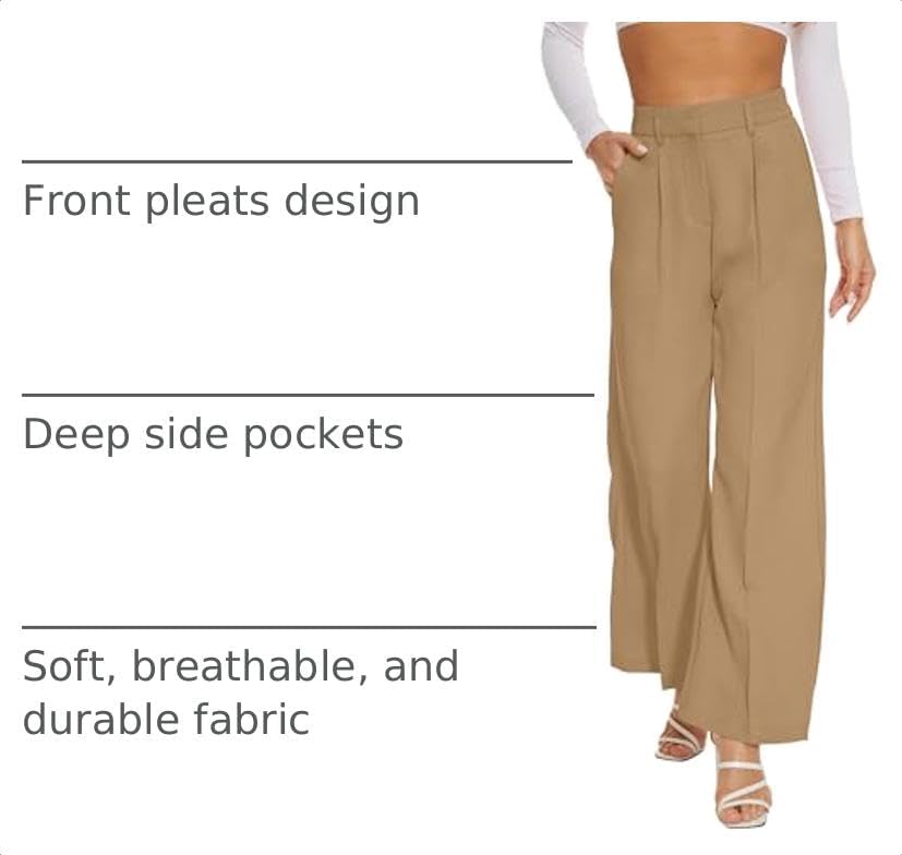 FUNYYZO Wide Leg Dress Pants for Women Work Slacks Business Casual Outfits