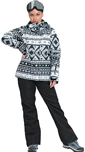 HOTIAN Women's 2 Piece Ski Jackets and Pants Set Skisuit Colorful Waterproof Windproof Insulated Snowsuit Snowboarding Coat