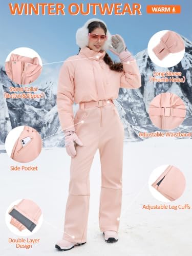 Womens Onesie Ski Suit Insulated Jumpsuit Winter Outdoor Snowsuits